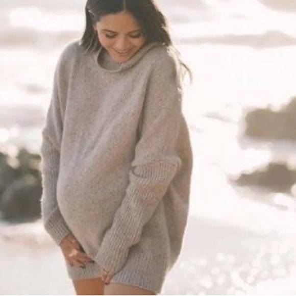 Hatch Sophie Grey Mock Turtleneck Sweater Dress Tunic Merino Wool Alpaca 3 L/XL - Picture 1 of 12